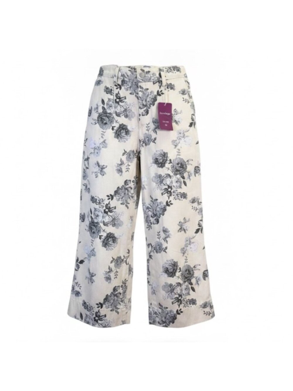 Loveimgs Womens Beige Floral Wide-Leg Pants Size M